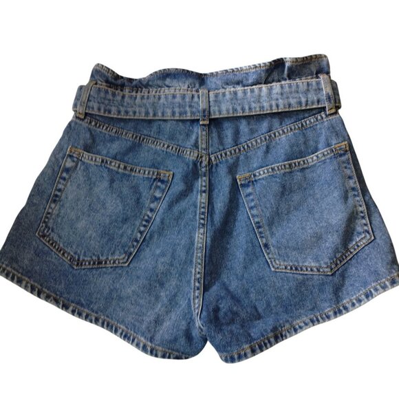 Divided H&M Women's Size 6 Paperbag High Waist Button Fly Belted Jean Shorts - Picture 4 of 5